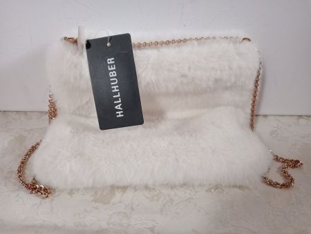 NEU Hallhuber Tasche Kunstfell weiss Gold Winter Bag