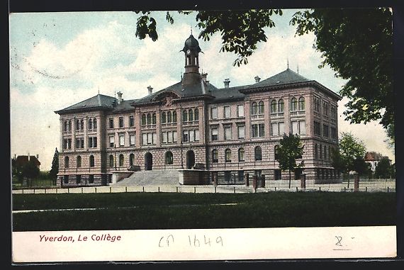 Cartoline postali: AK Yverdon, Le Collège, 1909 – Usato da Berlin venduto da bartko-reher