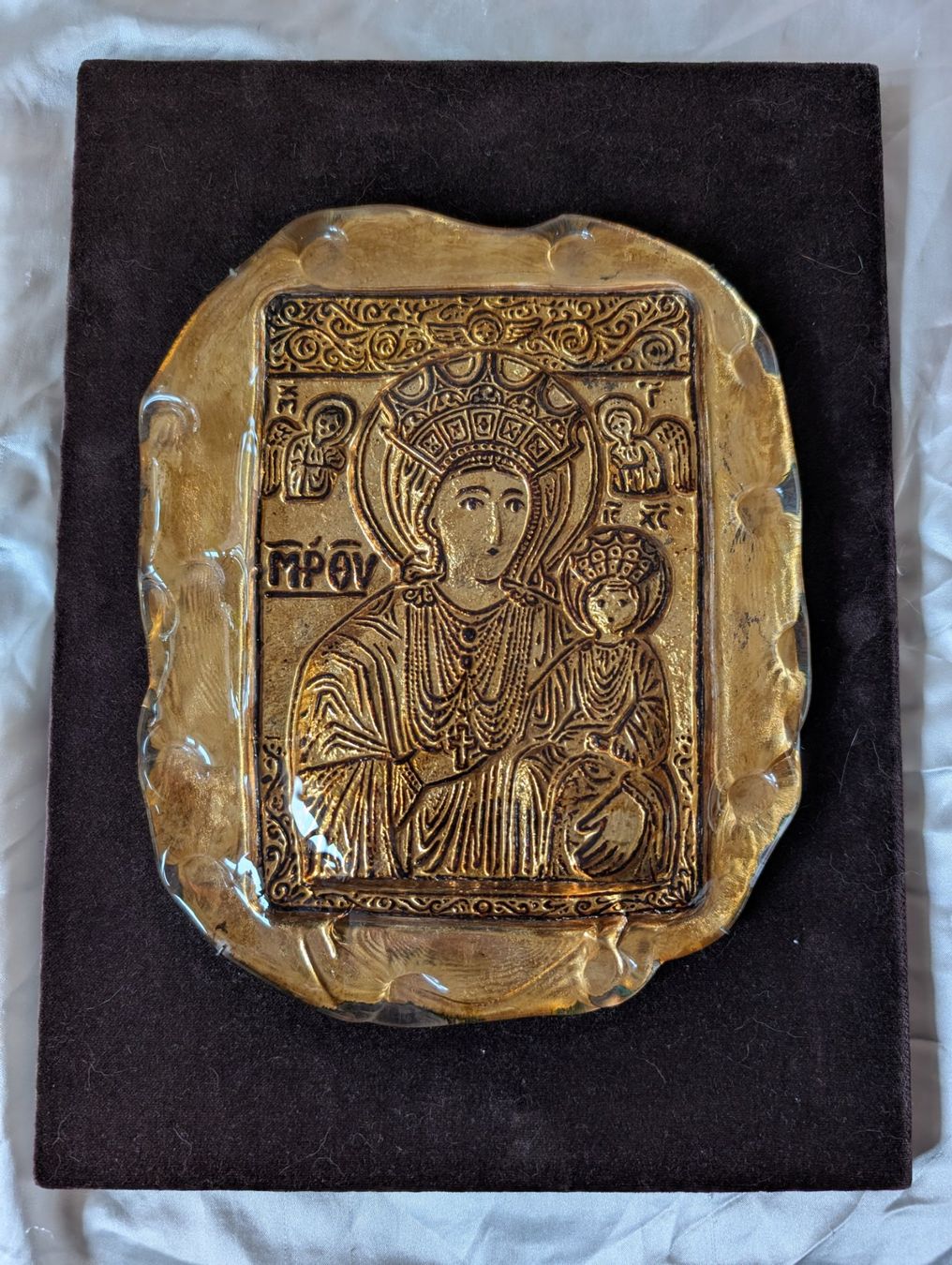 Murano Bicchieri: Basrelief aus Muranoglas - Antike Ikone "Maria mit Kind" – Usato da Pfaffhausen venduto da angliker 2