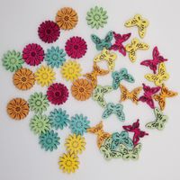 Holzdeko Schmetterlinge und Blüten bunt 40 Stk.