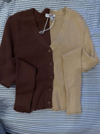 Bicolor Cardigan Khaki Braun Gr.S Neu mit Etikett 50 Zeichen