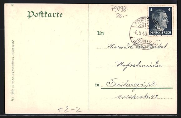 Cartoline postali: Freiburg i. B., Kaiserstrasse mit Martin – Usato da Berlin venduto da bartko-reher 1