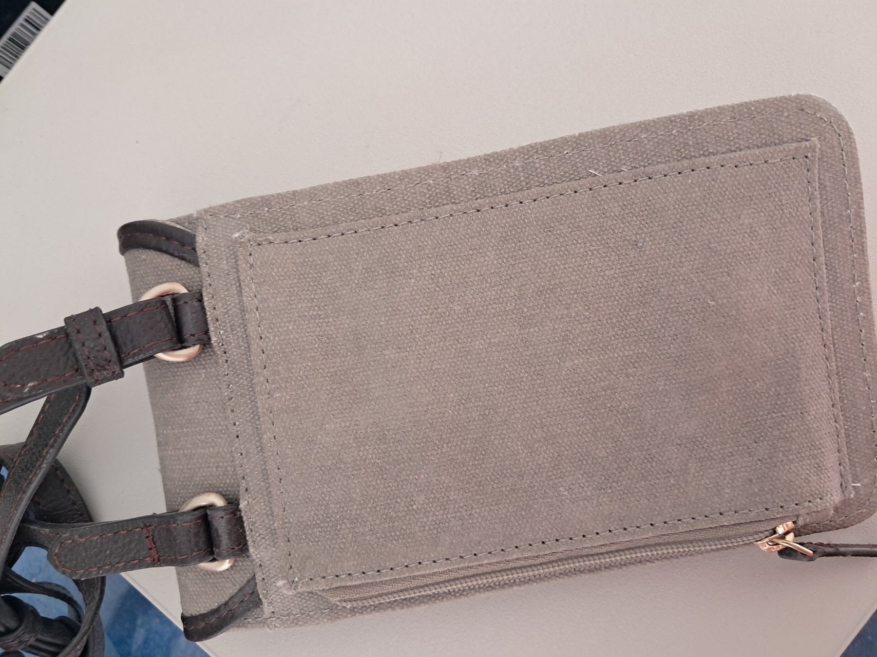 Borse: Handtasche aus Stoff, hellgrau mit dunklen Lederdetails – Usato da Wallisellen venduto da Cyberfuexli 1