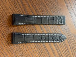 Omega schwarzes Alligator / Kautschuk Band 21/18 neu
