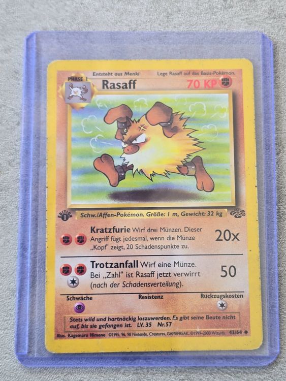 🇩🇪 Pokemon 》Dschungel 1. Edition 》Rasaff 43/64 (Gebraucht) in ...