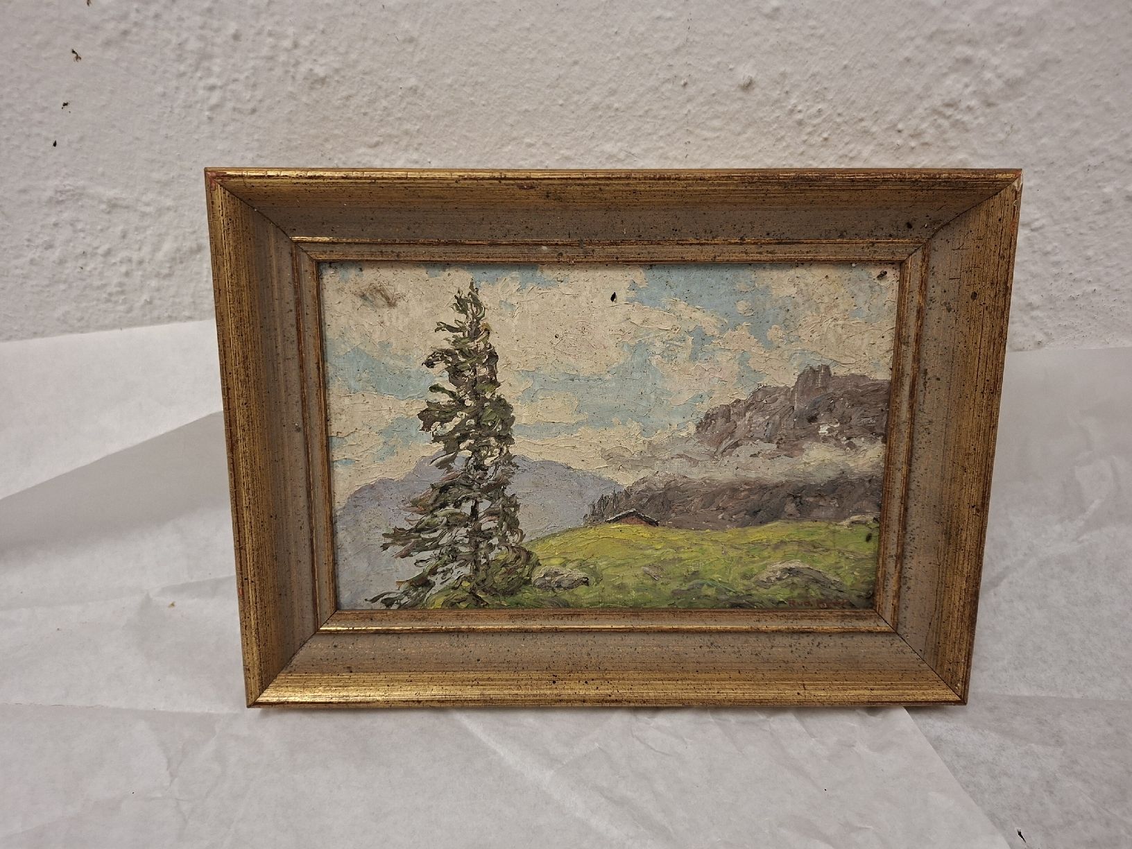 Gemälde: Gemälde Berglandschaft mit Baum signiert – Gebraucht aus Olten von Mezopotamya