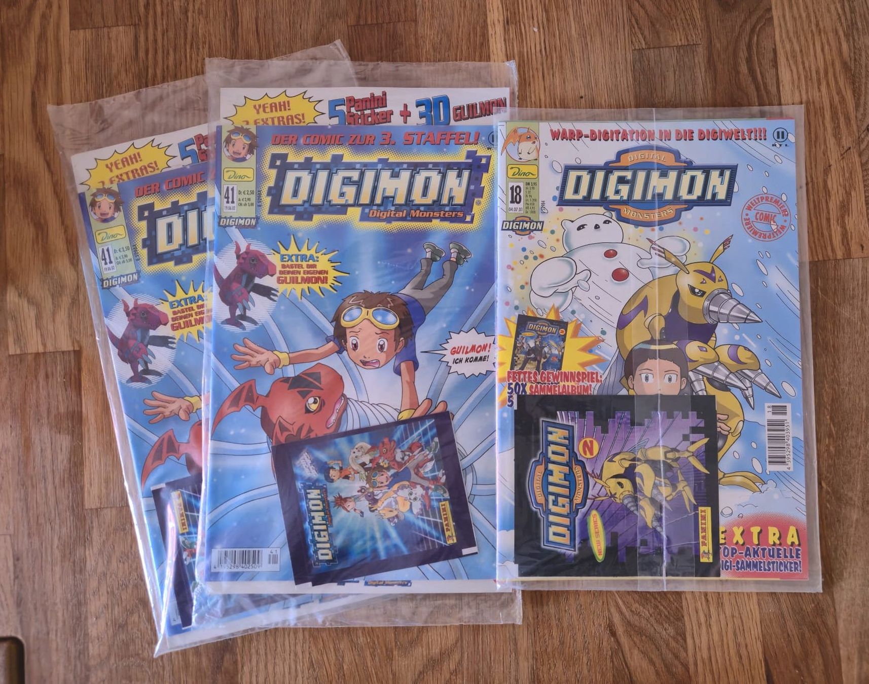 Bandai Cartes à collectionner: Digimon 3 magazines sealed with Panini Stickers pack DE – Neuf avec emballage d'origine à Biel/Bienne par DigiPok