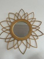 Miroir soleil en rotin vintage 60cm