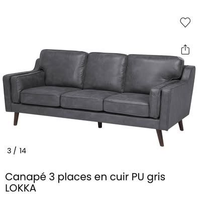 Beliani Divani: Canapé en cuir PU gris – Usato da Ardon venduto da may_lnl9 1