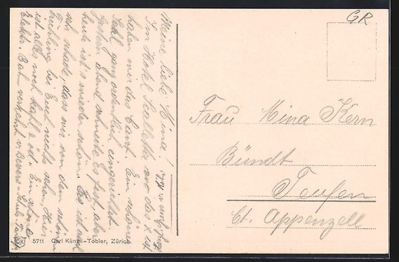 Cartoline postali: Scanfs, Totalansicht mit Piz d'Esen und  – Usato da Berlin venduto da bartko-reher 1