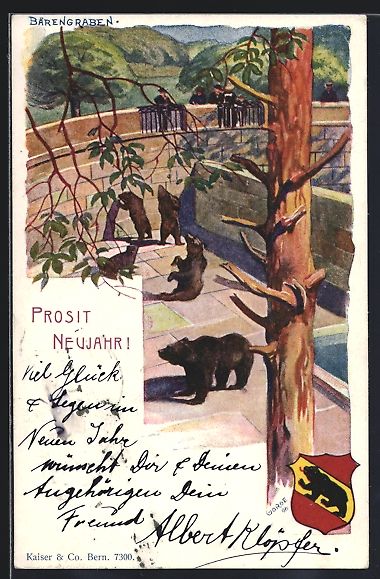 Cartes postales: Litho Bern, Blick in den Bärengraben zu – D'occasion à Berlin par bartko-reher