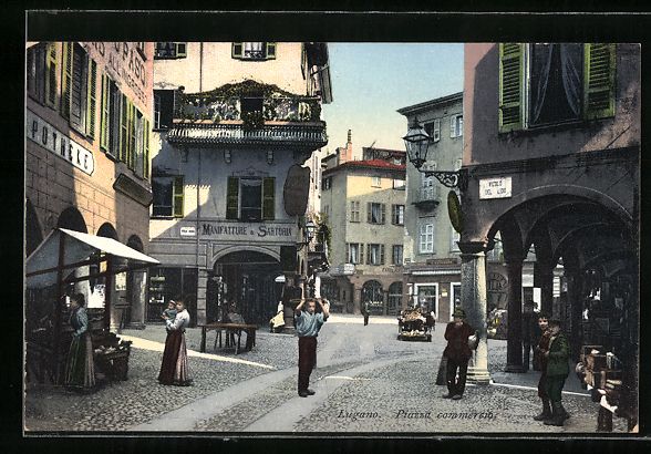 Cartoline postali: Lugano, Manifatture, Sartoria, Piazza co – Usato da Berlin venduto da bartko-reher