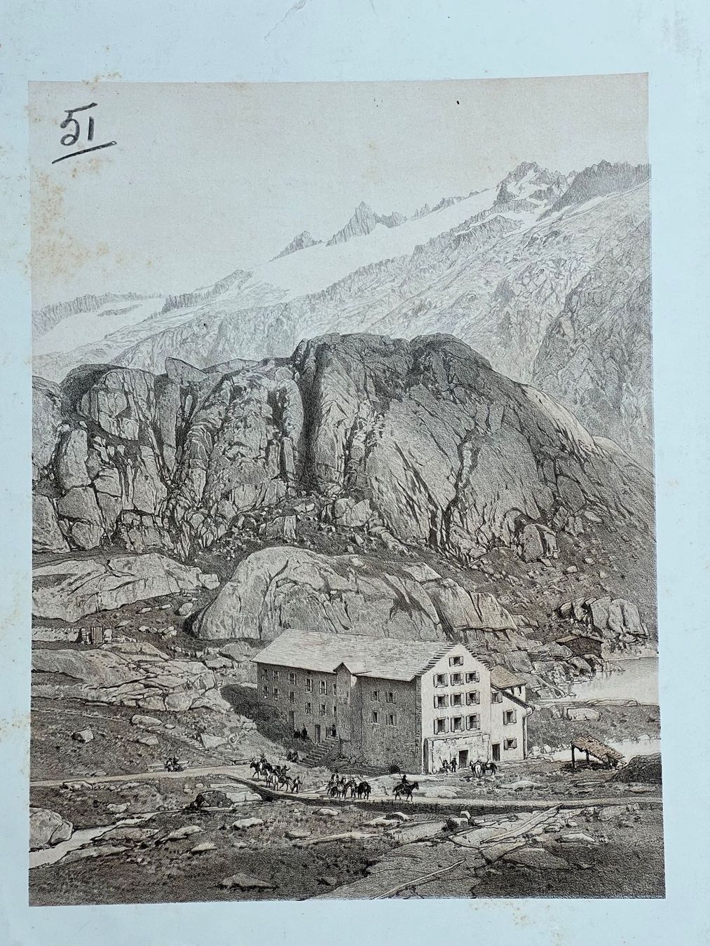 Grafiken & Lithographien: Eugene Ciceri antike Ansicht vom Hospiz Grimselpass – Gebraucht aus Vaduz von Unikate-Markt 1