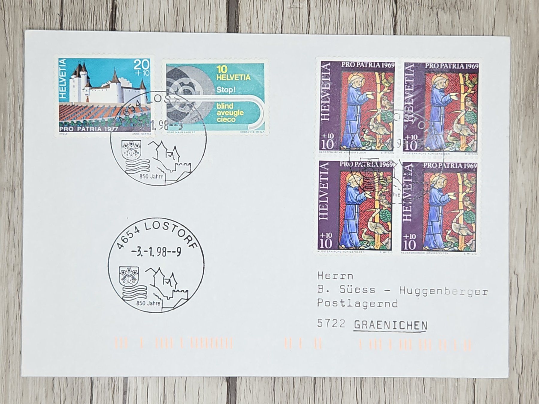 Tutti i francobolli: CL11 Enveloppe + Timbre Suisse 1998 – Usato da Cousset venduto da Patrick_Collections