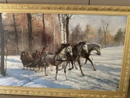 Schönes Winterbild mit Pferdeschlitten