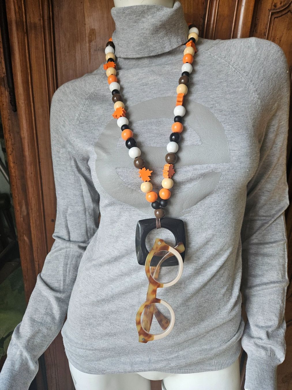 Catenine: collier porte lunettes perles bois – Nuovo e nell'imballaggio originale da Thônex venduto da lacomtessedesfees