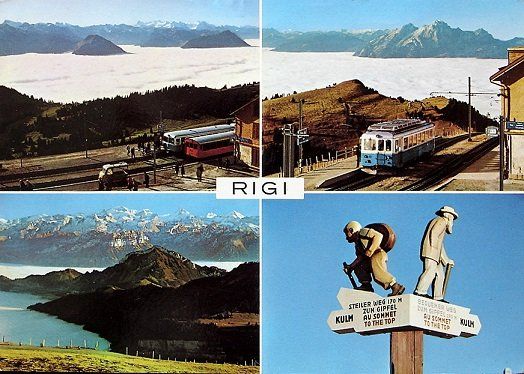 Cartoline postali: RIGI Nebelmeer - Wegweiser - Bahn – Usato da Jona venduto da philajona
