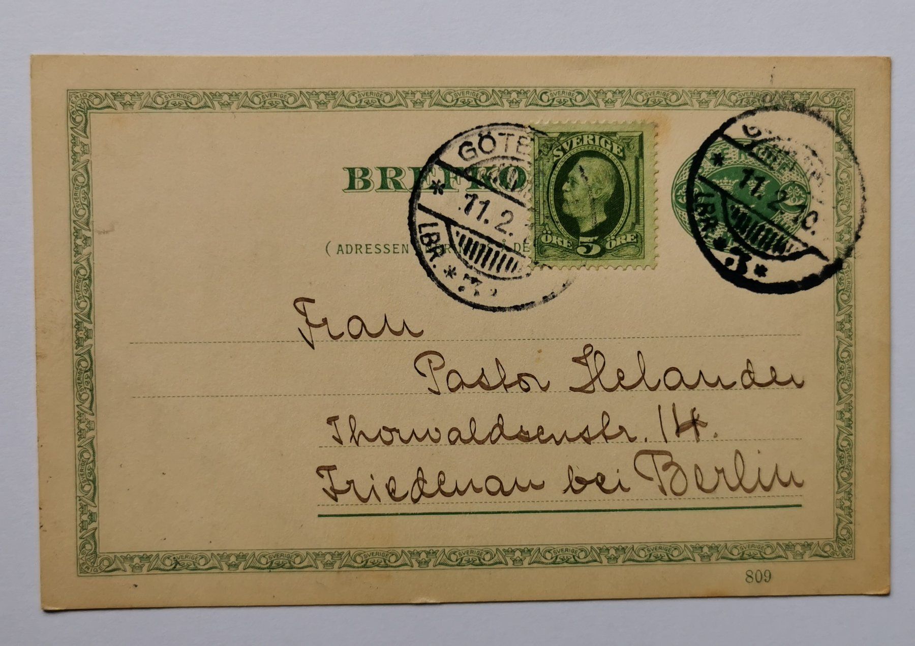 Alle Briefmarken: Postkarte-Schweden 1910 – Gebraucht aus Aadorf von Chnorli-Furz