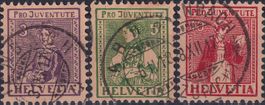1917: J7-J9 saubere Serie mit Vollstempeln, Kat: 70.-