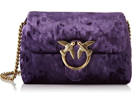 Pinko LOVE Umhängetasche Samt lila/antikgold neu