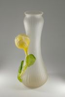 GL0017 Mundgeblasene Streifen-Vase mit Tulpe ~20. Jhd.
