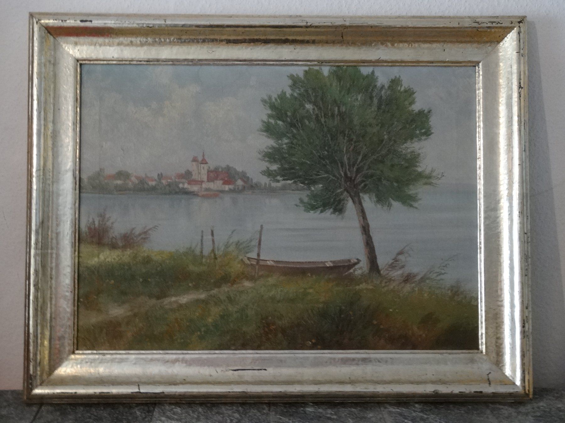 Dipinti: Originalgemälde: in Oel. "Landschaft Baum&Boot; O. Stahel" – Usato da Allschwil venduto da FindeAuserlesenes 4