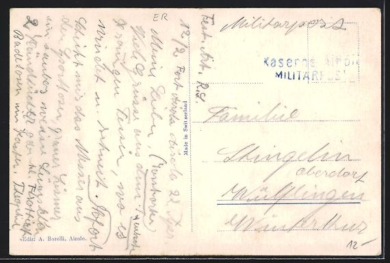 Cartoline postali: AK Airolo, Kaserne Foppa-Airolo – Usato da Berlin venduto da bartko-reher 1