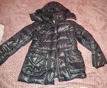 Daunenjacke Gr. 128 (8y) Winterjacke schwarz warm Kapuze