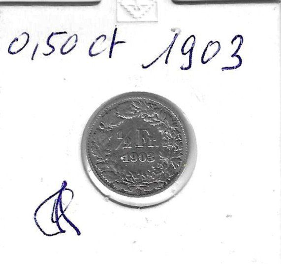 Alle Münzen: Monnaie Suisse: 0.50 ct 1903 – Gebraucht aus Muraz (Collombey) von Resine