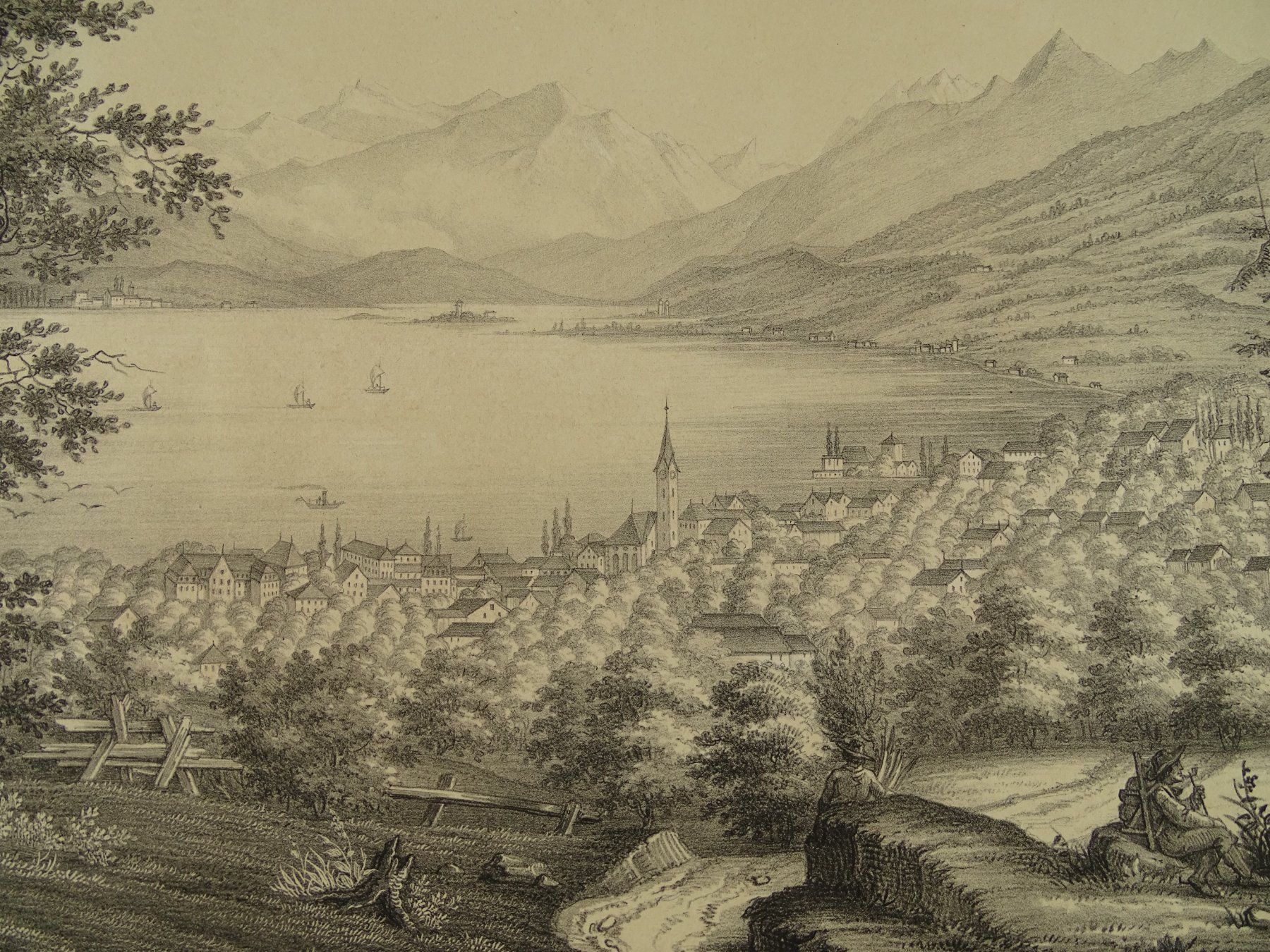 Incisioni: WÄDENSWIL, LITHOGRAPHIE UM 1850 – Usato da Grüningen venduto da Kartensammler 6