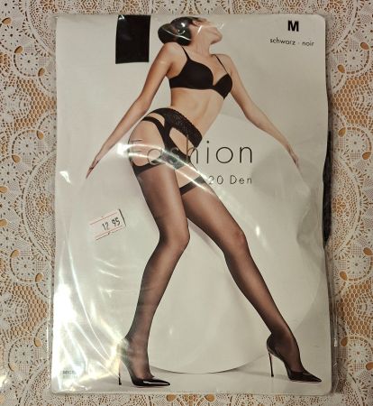 Fashion Straps Strumpfhose Ouvert Schwarz 20DEN Gr.M
