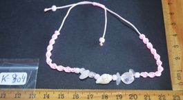 Armband K-804 – Rosa Quarz mit Muschel – Verstellbar