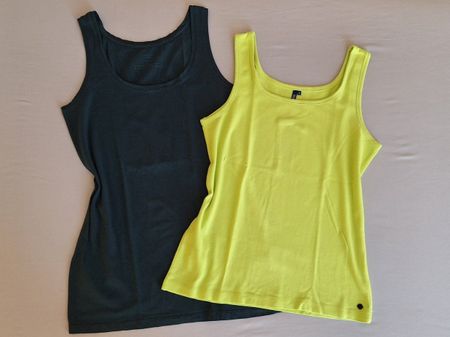 Sommer Tops, Trägershirts - dunkelgrün + Limette