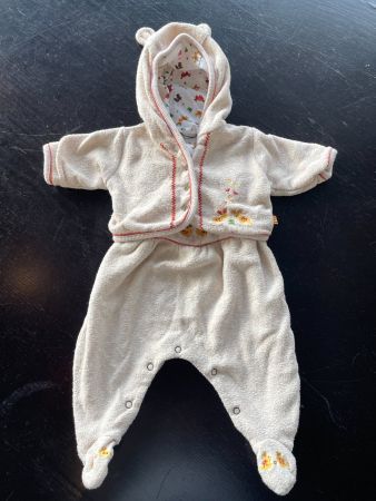 Ensemble bébé beige motif forêt 1-3 mois