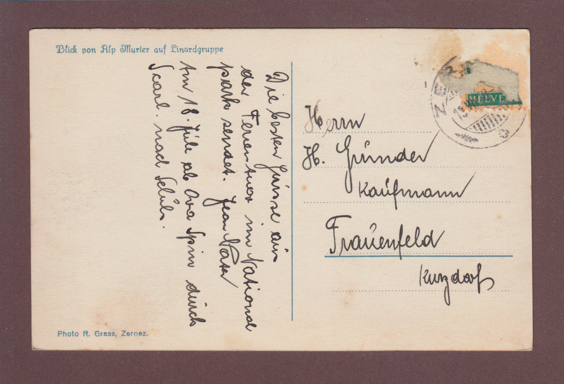 Cartoline postali: ALP MURTER - Linardgruppe - 1928 – Usato da Pully venduto da nicecards 1