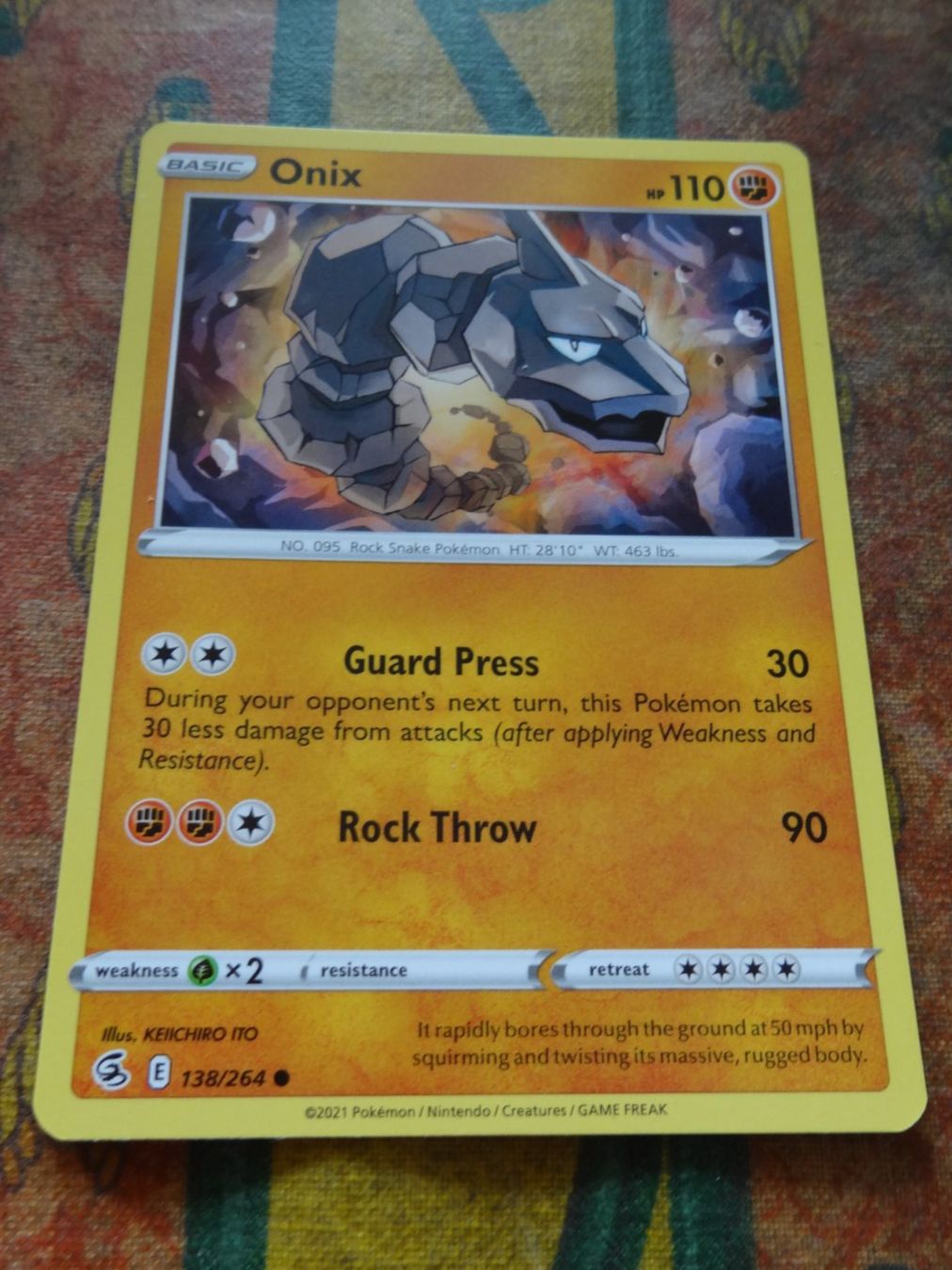 Pokémon Sammelbilder & Trading cards: POKEMON  Onix  E  138/264  HP110  2021 – Gebraucht aus Romanel-sur-Lausanne von Swift13
