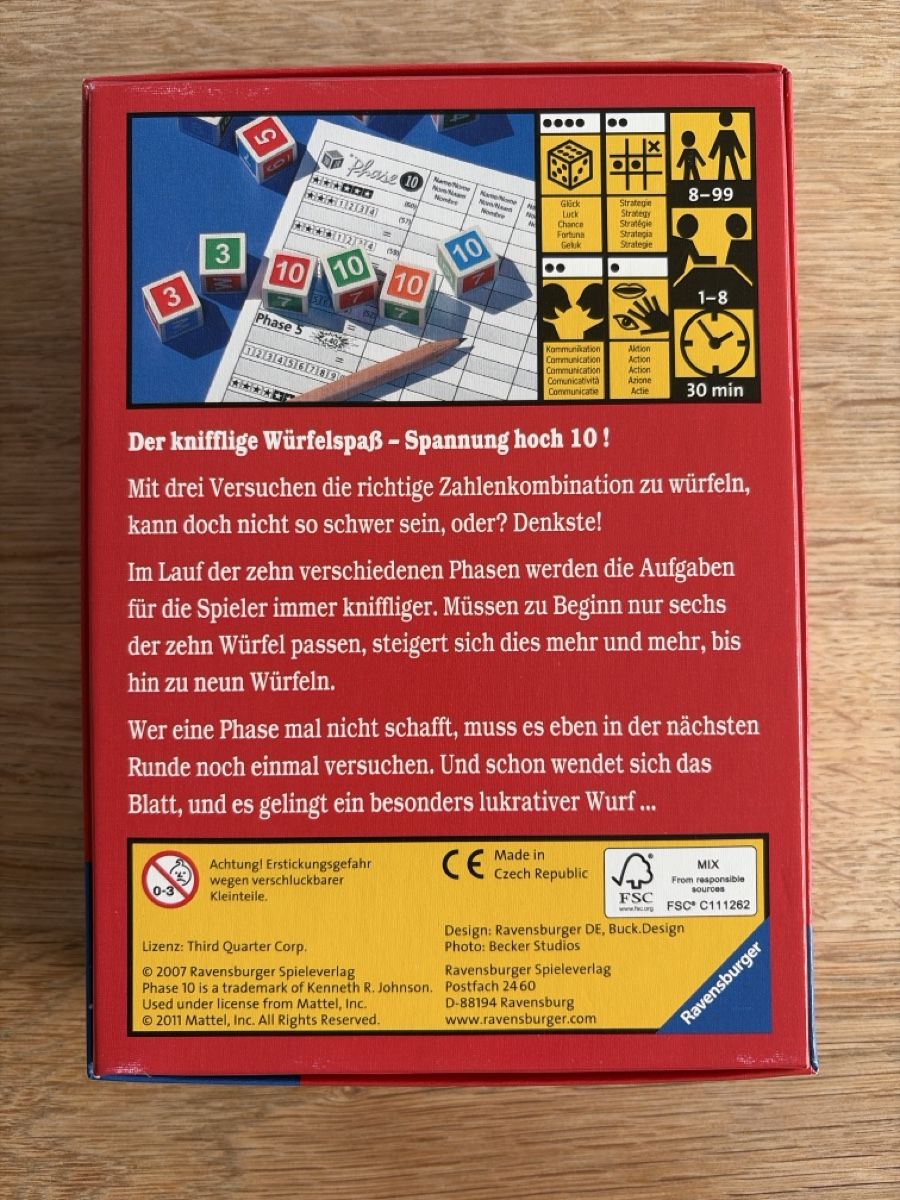 Ravensburger Giochi: Phase 10 Würfelspiel Ravensburger – Usato da Degersheim venduto da 8sven 1
