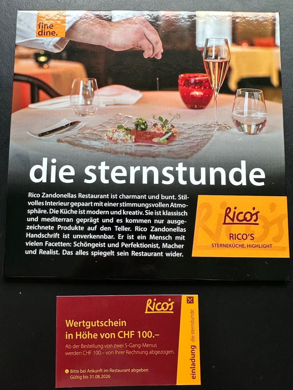 Buoni: Fine Dine "Rico's" Gutschein – Nuovo (secondo la descrizione) da Uitikon-Waldegg venduto da Zuegnis