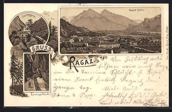 Ansichtskarten: Litho Ragaz, Bad Pfäffers und Taminasch – Gebraucht aus Berlin von bartko-reher