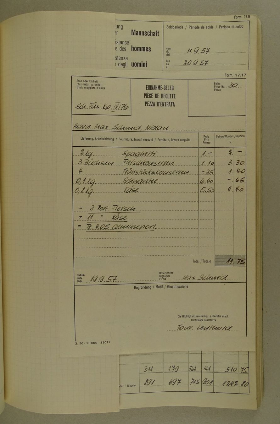 Libri: FOURIERSCHULE 2/57 MUSTER-BUCHHALTUNG, MILITÄR – Usato da Grüningen venduto da Kartensammler 7