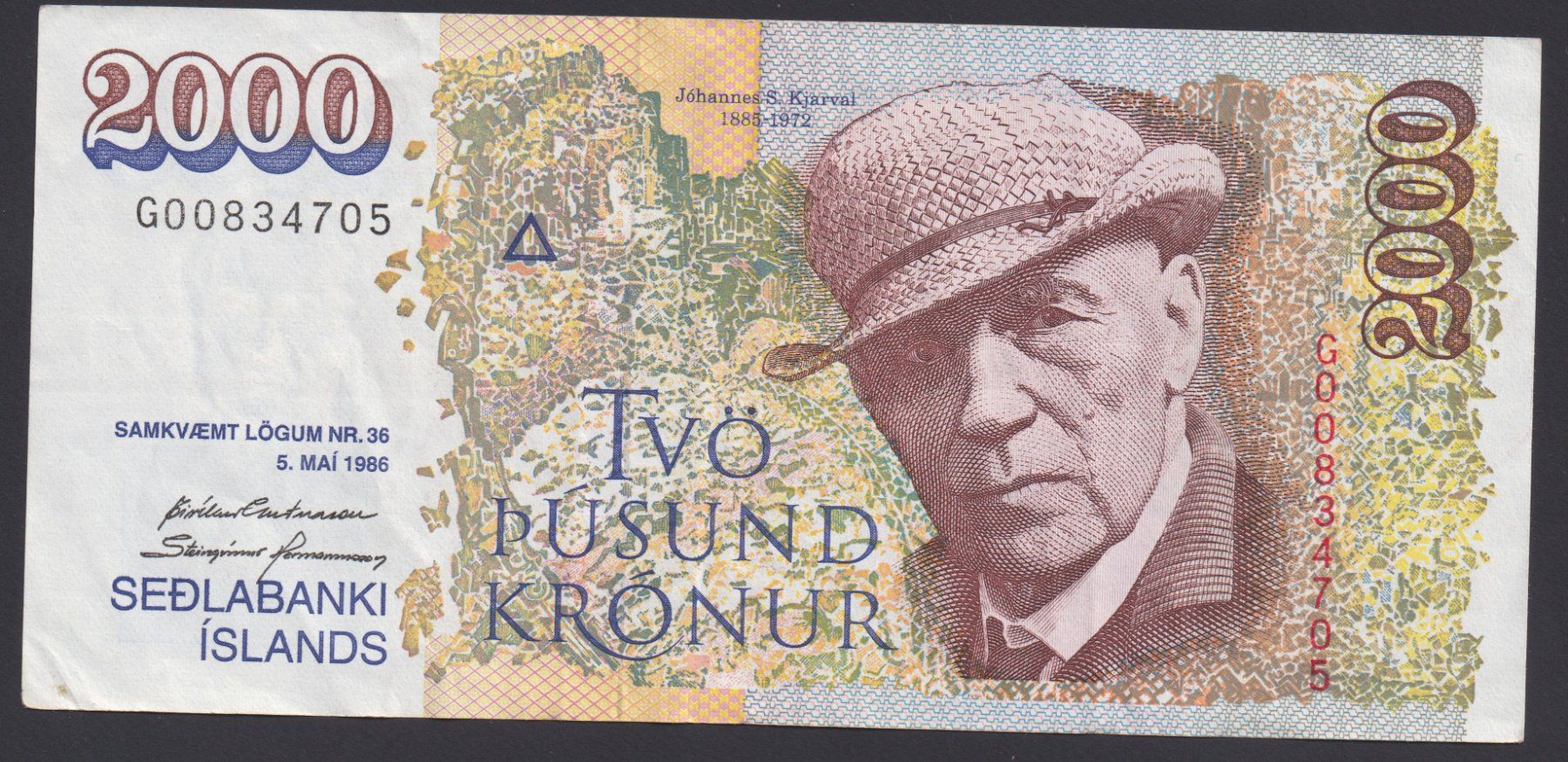 Banknoten: Island 2000 Kronur 1995 – Gebraucht aus Brugg AG von banknoten_muesli