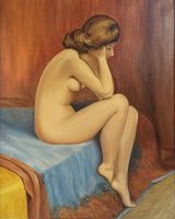 Dipinto olio su tela nudo femminile firma Roger cornice