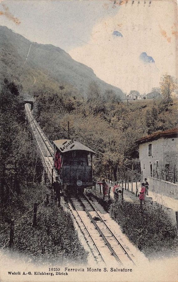 Cartoline postali: Ferrovia Monte San Salvatore, circolata 1907 – Usato da Frauenfeld venduto da POML