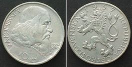 CZ 10 Korun 1957 J.A.KOMENSKY, BÖHMISCHE BRUDERSCHAFT Silber