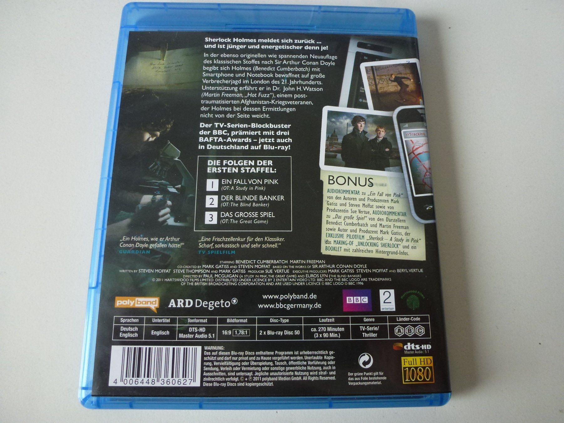 Tutti i DVDs: Sherlock - Staffel 1 (BBC, 2 Blu-Rays) – Nuovo (secondo la descrizione) da Bern venduto da Frebo 1