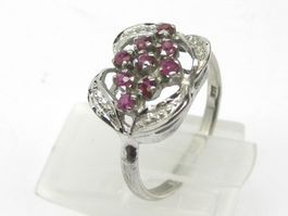 Vintage Ring Silber 925 Rubin synthetisch Gr. 55