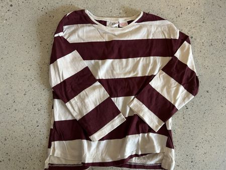 T-shirt rayé bordeaux et blanc Zara, Taille 104