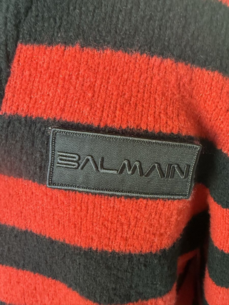 Balmain Maglioni & Felpe: Balmain Red & Black Striped Wool Jumper - Size Large – Usato da Zürich venduto da Jomed6