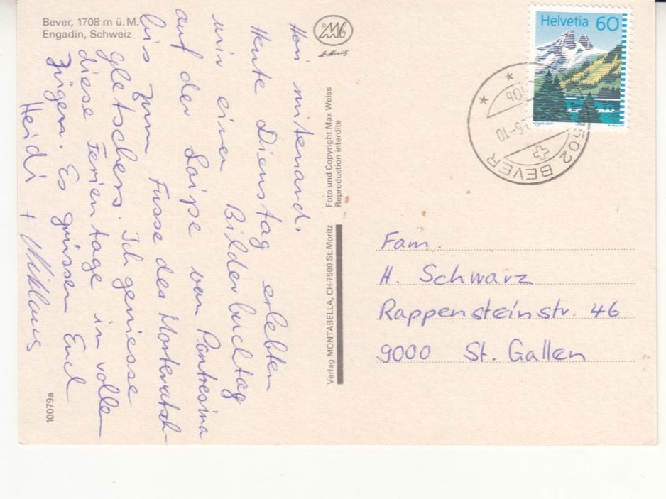 Cartes postales: Bever 1995 – D'occasion à Bürglen TG par StampGraf 1