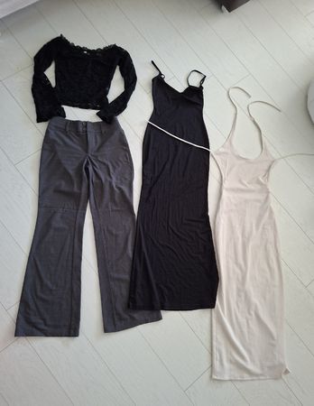 Kleiderset 4 Teile Kleider und Hose schwarz beige Gr xs